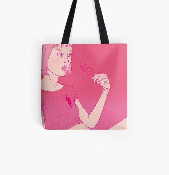 Girl eating an icecream on a hot day All Over Print Tote Bag