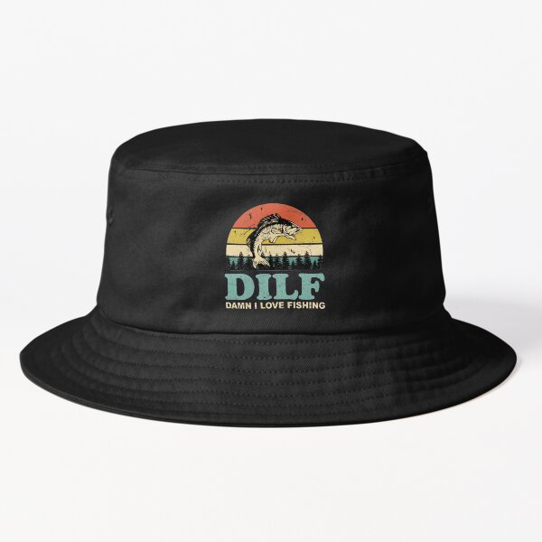 "DILF Damn I Love Fishing Retro Vintage Sunset Funny Fishing Gift