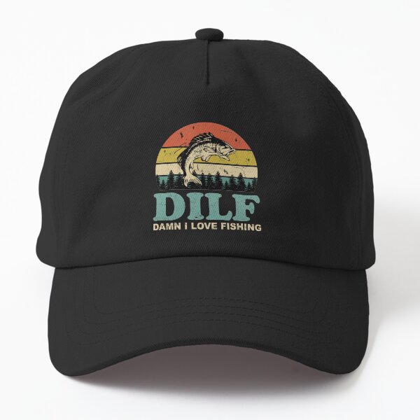 Item preview, DILF Damn I Love Fishing Retro Vintage Sunset Funny Fishing Gift designed and sold by EvengoDesign89.