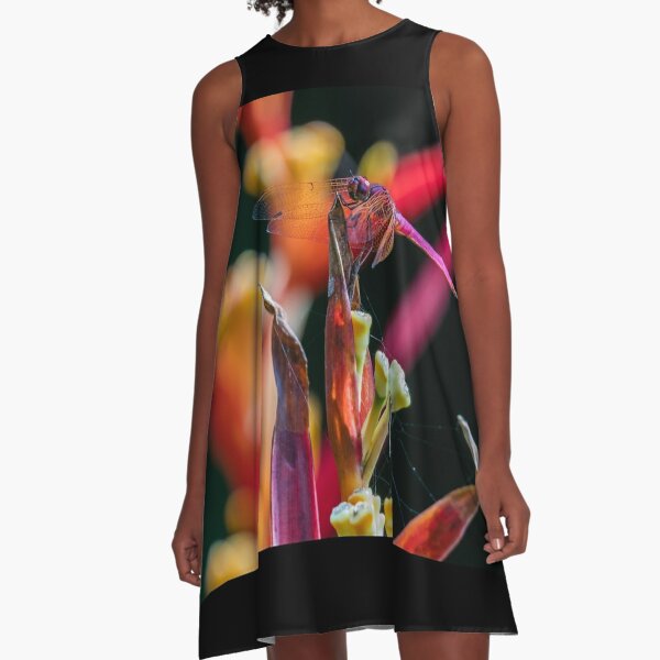 Vibrant Dragonfly A-Line Dress