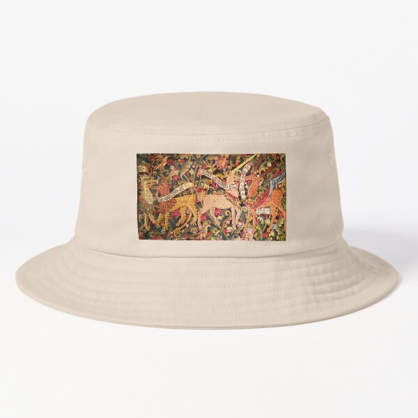 Vista previa del artículo con la obra «UNICORNIO, DRAGÓN, LEÓN, CIERVO Y OTROS ANIMALES Tapiz medieval floral», diseñado y vendido por BulganLumini.