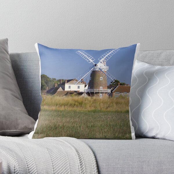 Cley Windmill and reedbeds Throw Pillow