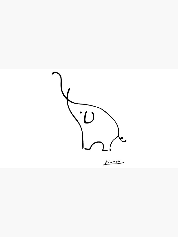 Picasso Elephant Line Art, Animals Designs for Wall Art, Prints, Posters, Men, Women, Kids by clothorama