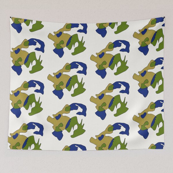 Aperçu de l'œuvre Flaques 1 (vert , bleu, moutarde)  créée et vendue par MentaLee.