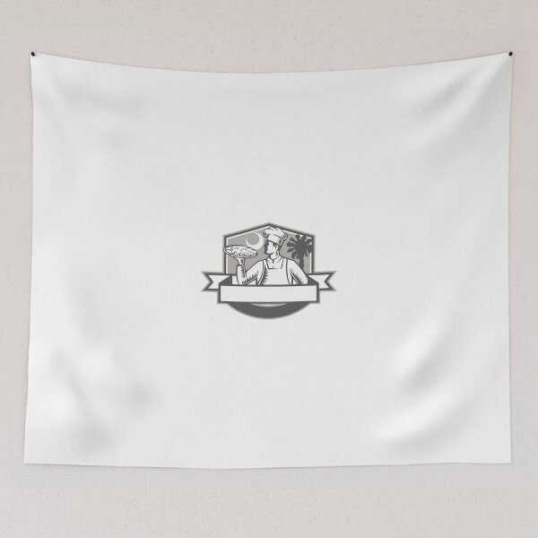Item preview, Pizza Chef Pizza Moon Palmetto Tree Shield Retro designed and sold by patrimonio.