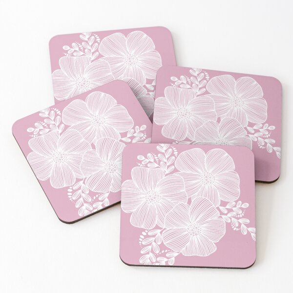 Item preview, White Line drawing flower design on Pink designed and sold by Giulia  Palazzo.