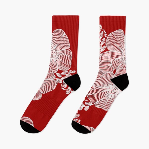 Item preview, White Line drawing flower design on Red designed and sold by Giulia  Palazzo.