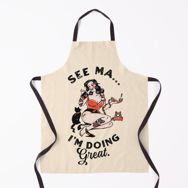 Item preview, "See Ma, I'm Doing Great" Funny Vintage Pin Up Girl Drinking With Her Cat designed and sold by The Whiskey Ginger Design Shop.