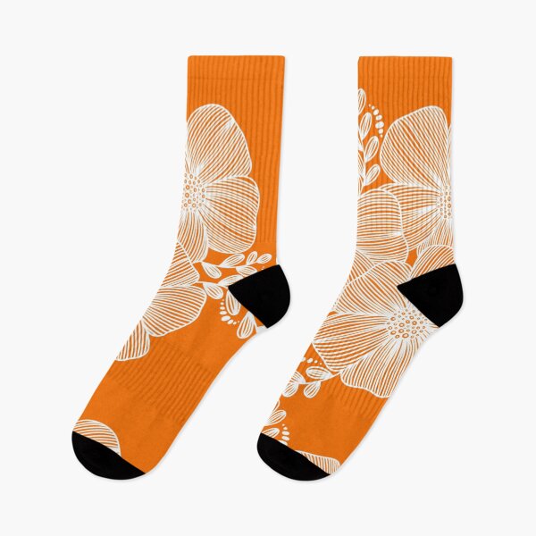 Item preview, White Line drawing flower design on orange designed and sold by Giulia  Palazzo.