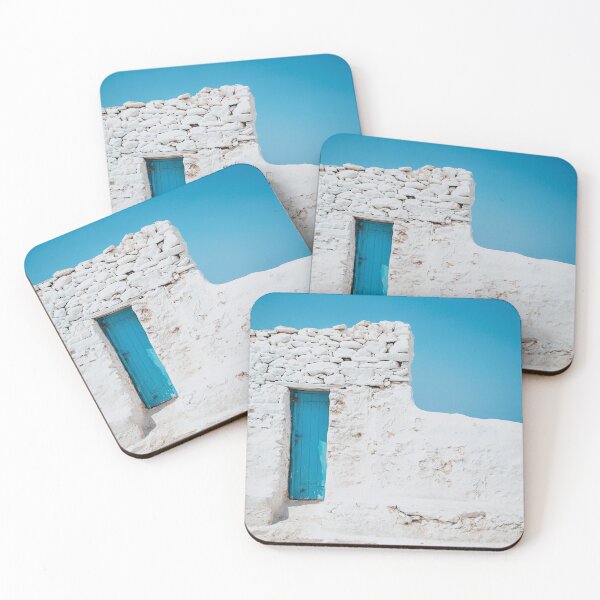 Item preview, Blue Door and White Stone Wall , Traditional Greek  Architecture, White Houses , Santorini Island, Greece designed and sold by WorldLandscapes.