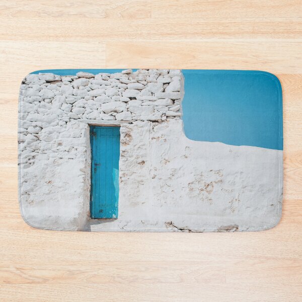 Item preview, Blue Door and White Stone Wall , Traditional Greek  Architecture, White Houses , Santorini Island, Greece designed and sold by WorldLandscapes.