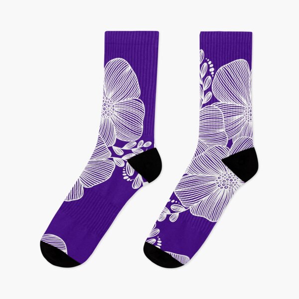 Item preview, White Line drawing flower design on Purple designed and sold by Giulia  Palazzo.