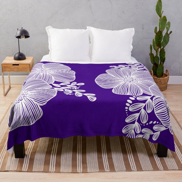 Item preview, White Line drawing flower design on Purple designed and sold by Giulia Palazzo.
