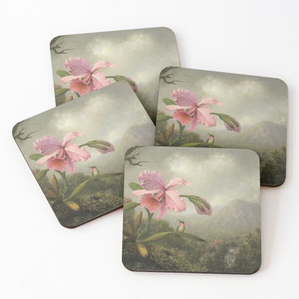 Item preview, Orchid and Hummingbird near a Mountain Waterfall (1902), by  Martin Johnson Heade. designed and sold by Historical Paintings.