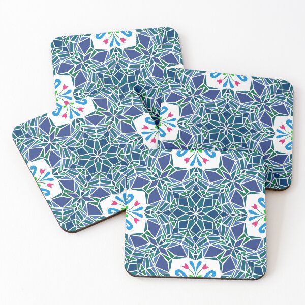 Item preview, Floral mosaic tile infinity pattern - mysterious ocean blue designed and sold by Nadia Arsky.
