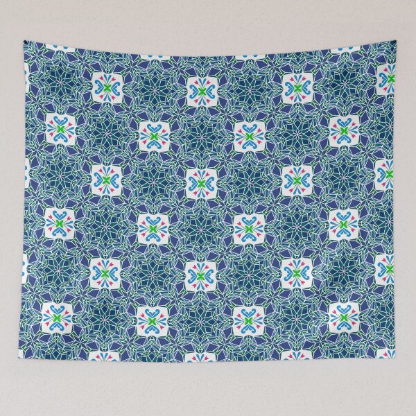 Item preview, Floral mosaic tile infinity pattern - mysterious ocean blue designed and sold by Nadia Arsky.