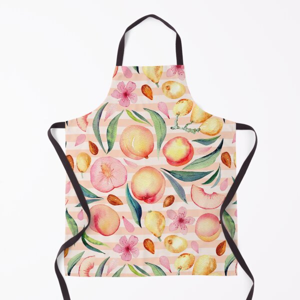Item preview, Peaches and medlar watercolor pattern on stripes designed and sold by AnjeseAnna.