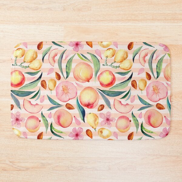 Item preview, Peaches and medlar watercolor pattern on stripes designed and sold by AnjeseAnna.