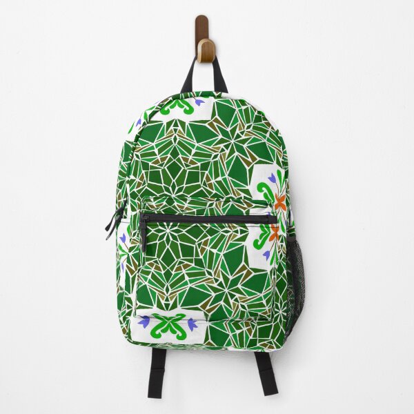 Item preview, Floral mosaic tile infinity pattern - deep forest green designed and sold by Nadia Arsky.