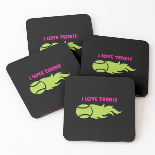 Item preview, I love tennis with fuming tennis balls on black background designed and sold by EvieWoj.
