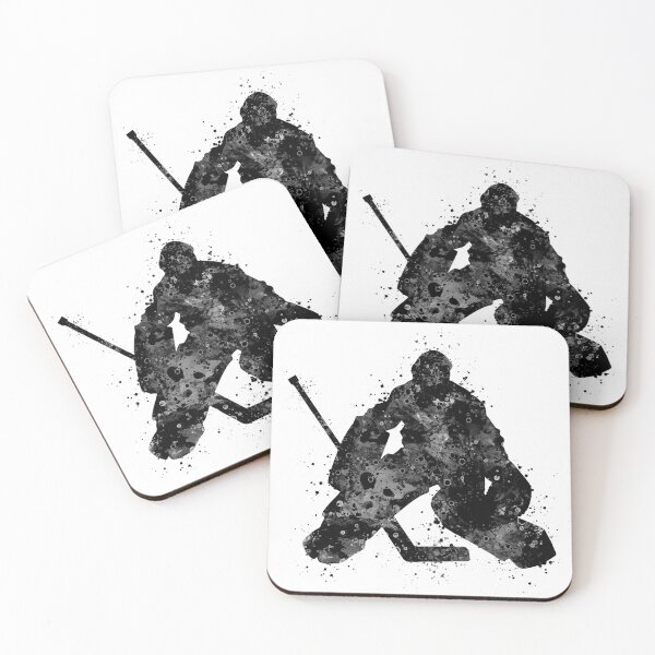 Item preview, Ice Hockey Boy Goalie Black and White Silhouette designed and sold by LotusGifts.