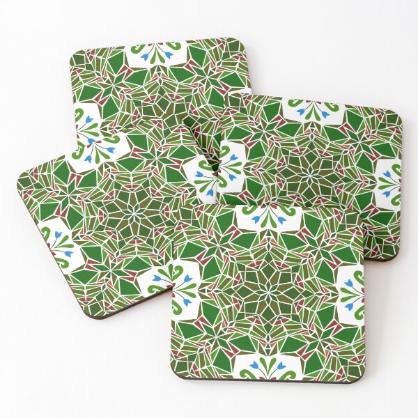 Item preview, Floral mosaic tile infinity pattern - cottage vibe green  designed and sold by Nadia Arsky.