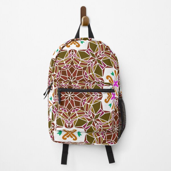 Item preview, Floral mosaic tile infinity pattern - retro reddish brown  designed and sold by Nadia Arsky.