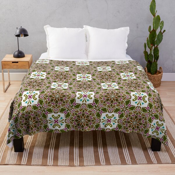 Item preview, Floral mosaic tile infinity pattern - ancient forest green designed and sold by Nadia Arsky.