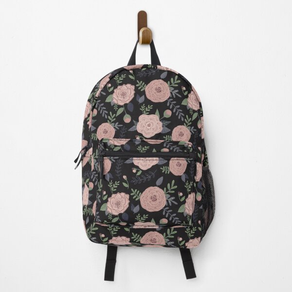 Item preview, Pink and Blue Floral Pattern on Dark Background designed and sold by GrousyGirl.