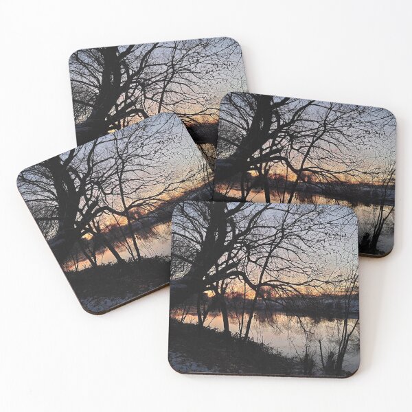 Item preview, Sunrise Behind the Trees Over the River Clyde designed and sold by FlikeNoir.