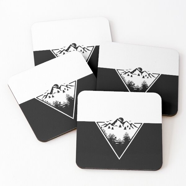Item preview, Triangle frame artwork with wilderness landscape scene with black and white split designed and sold by Seatzy.