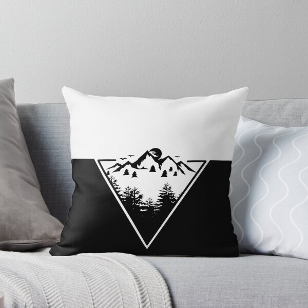 Item preview, Triangle frame artwork with wilderness landscape scene with black and white split designed and sold by Seatzy.