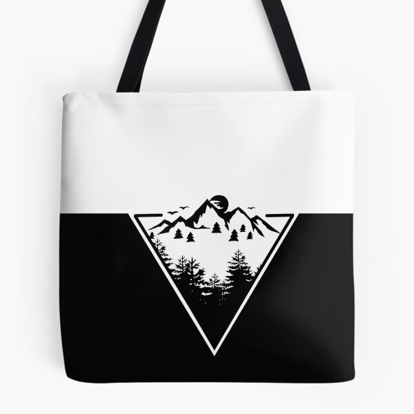 Item preview, Triangle frame artwork with wilderness landscape scene with black and white split designed and sold by Seatzy.