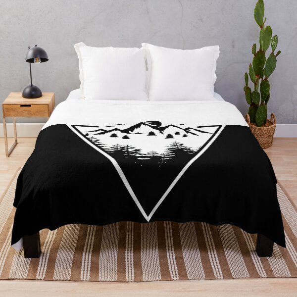 Item preview, Triangle frame artwork with wilderness landscape scene with black and white split designed and sold by Seatzy.