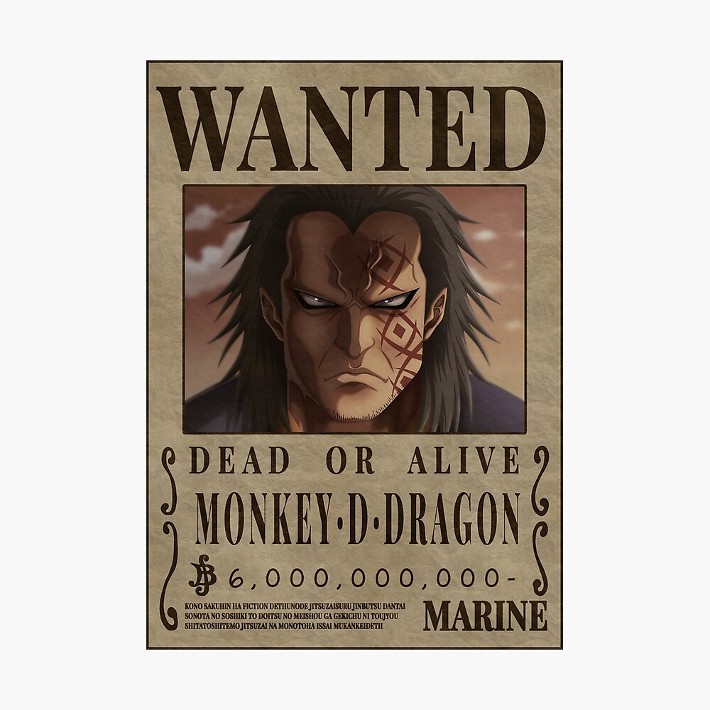 Monkey D Dragon One Piece Wanted Poster By Patrika Redbubble