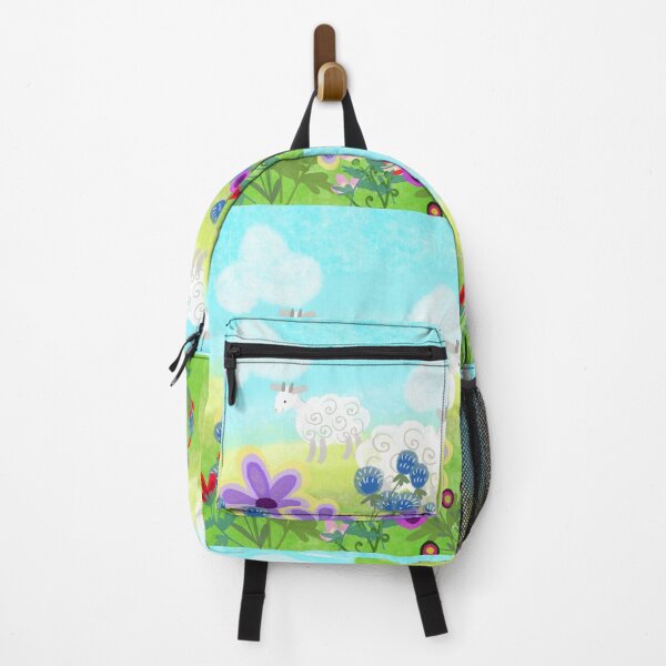Item preview, funny lambs graze on a field with flowers in summer designed and sold by sonaadalian.