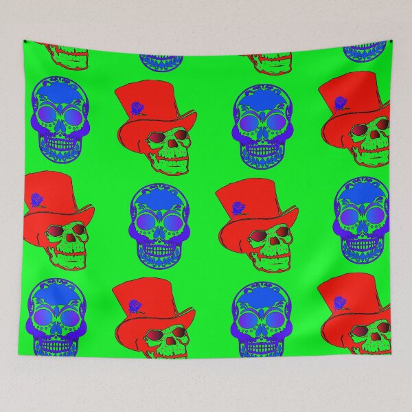 Item preview, Green Skull Mania Pattern designed and sold by EdwardMonet.