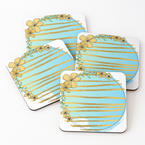 Item preview, Gold flowers-light blue designed and sold by Cata-mcd.