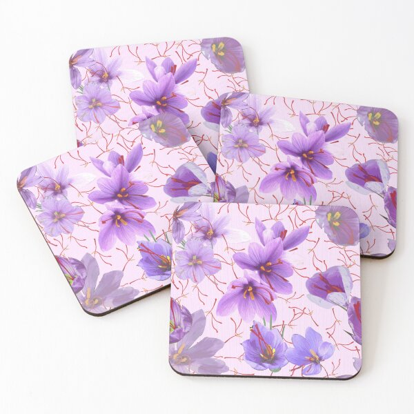 Item preview, Saffron flower - Color variation: Lavender Blush and Dark Magnolia stripes designed and sold by Eejee-SK.