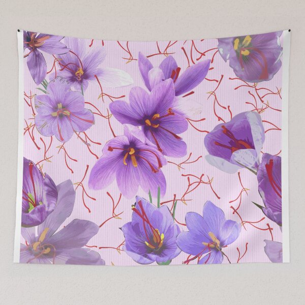 Item preview, Saffron flower - Color variation: Lavender Blush and Dark Magnolia stripes designed and sold by Eejee-SK.