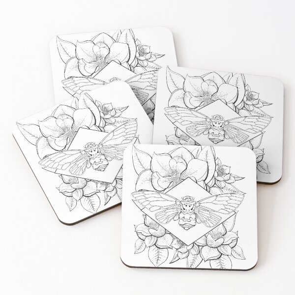 Item preview, Cicada and Magnolia flower design, periodical cicada, ologies gift, insect artwork, southern magnolia floral design designed and sold by MLorainArt.