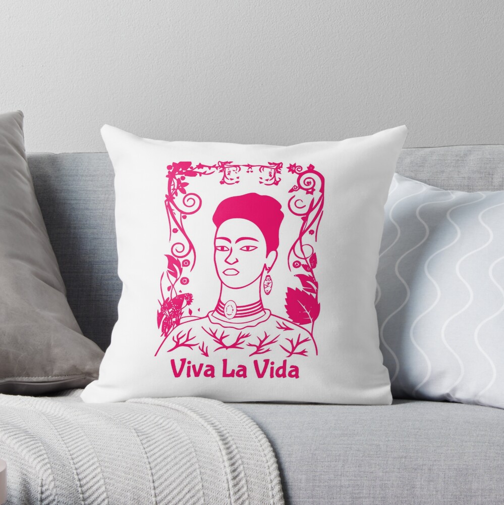 Frida Kahlo decorative throw pillow, decorative cushion. Viva la vida!  Cover and Insert. - AmigoBilingue