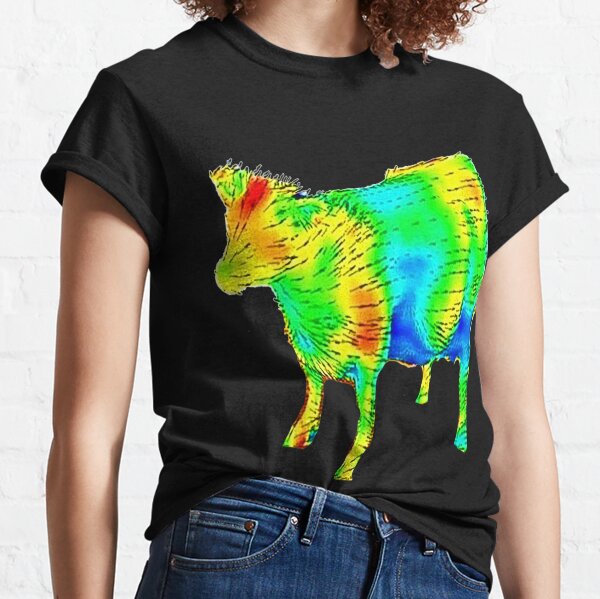 aerodynamics of a cow, cow, physics, science, engineering, meme, heatmap, Classic T-Shirt