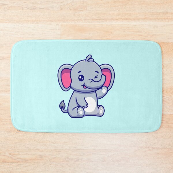 Item preview, cute elephant sitting hand waving cartoon designed and sold by sirineab.