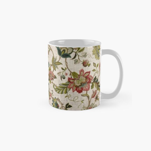 Item preview, Red Green Jacobean Floral Embroidery Pattern designed and sold by Vicky Brago-Mitchell®.