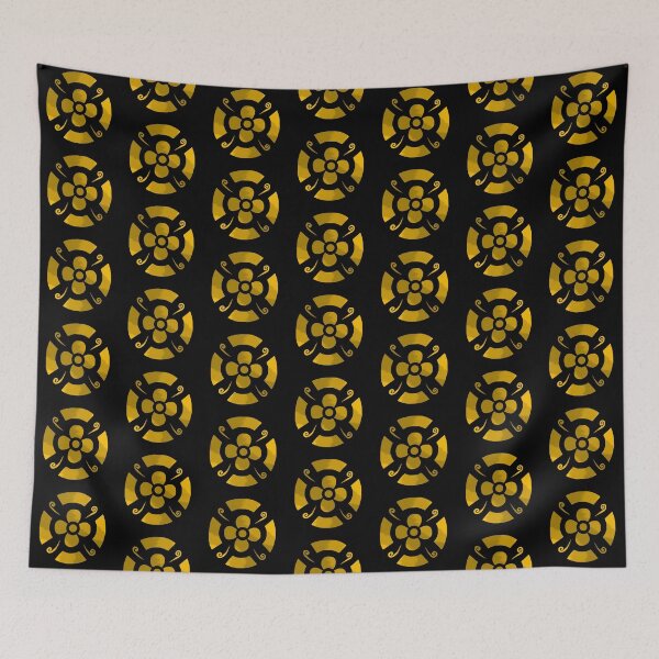 Item preview,  Flower shield (yellow tie dye on black)  designed and sold by Encie-Designs.