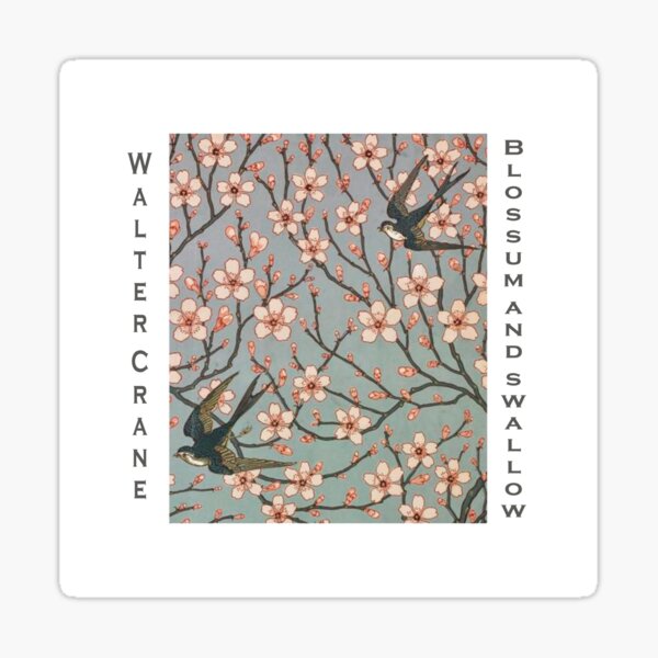 Walter Crane - Blossoms and Swallows Sticker