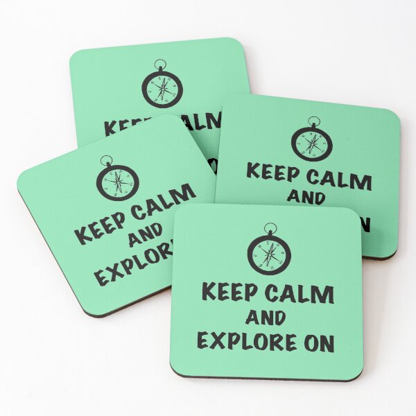 Item preview, Keep Calm and Explore On - black with mint green background designed and sold by EcoElsa.