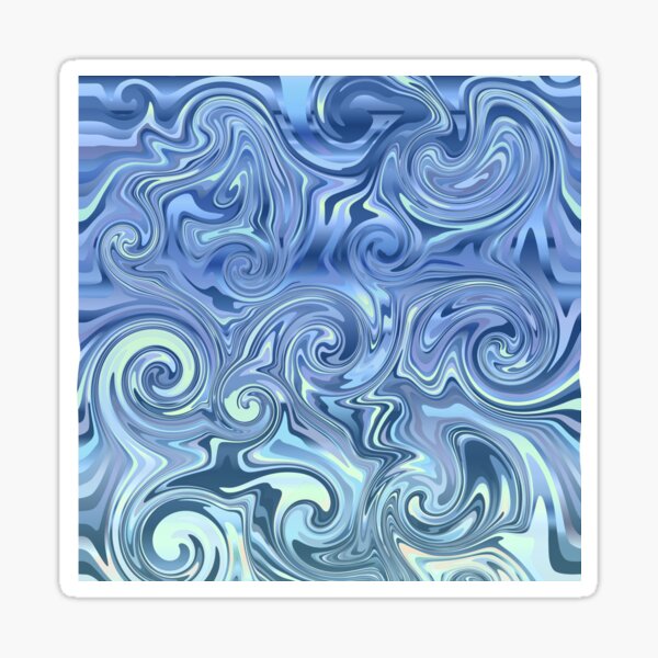 Colorful Retro Art Swirls Design Aqua Blue - Flashy Pattern Unisex Bright Random Shapes Sticker