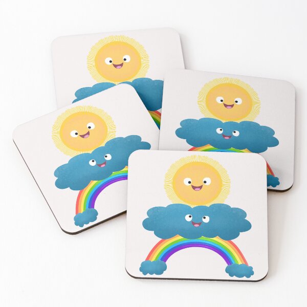 Item preview, Cute happy sun cloud rainbow cartoon designed and sold by FrogFactory.